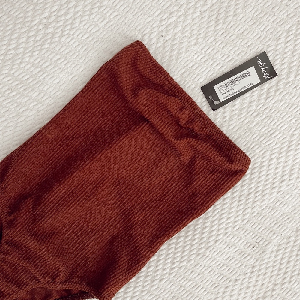 Rust brown tube top bodysuit from Nasty Gal